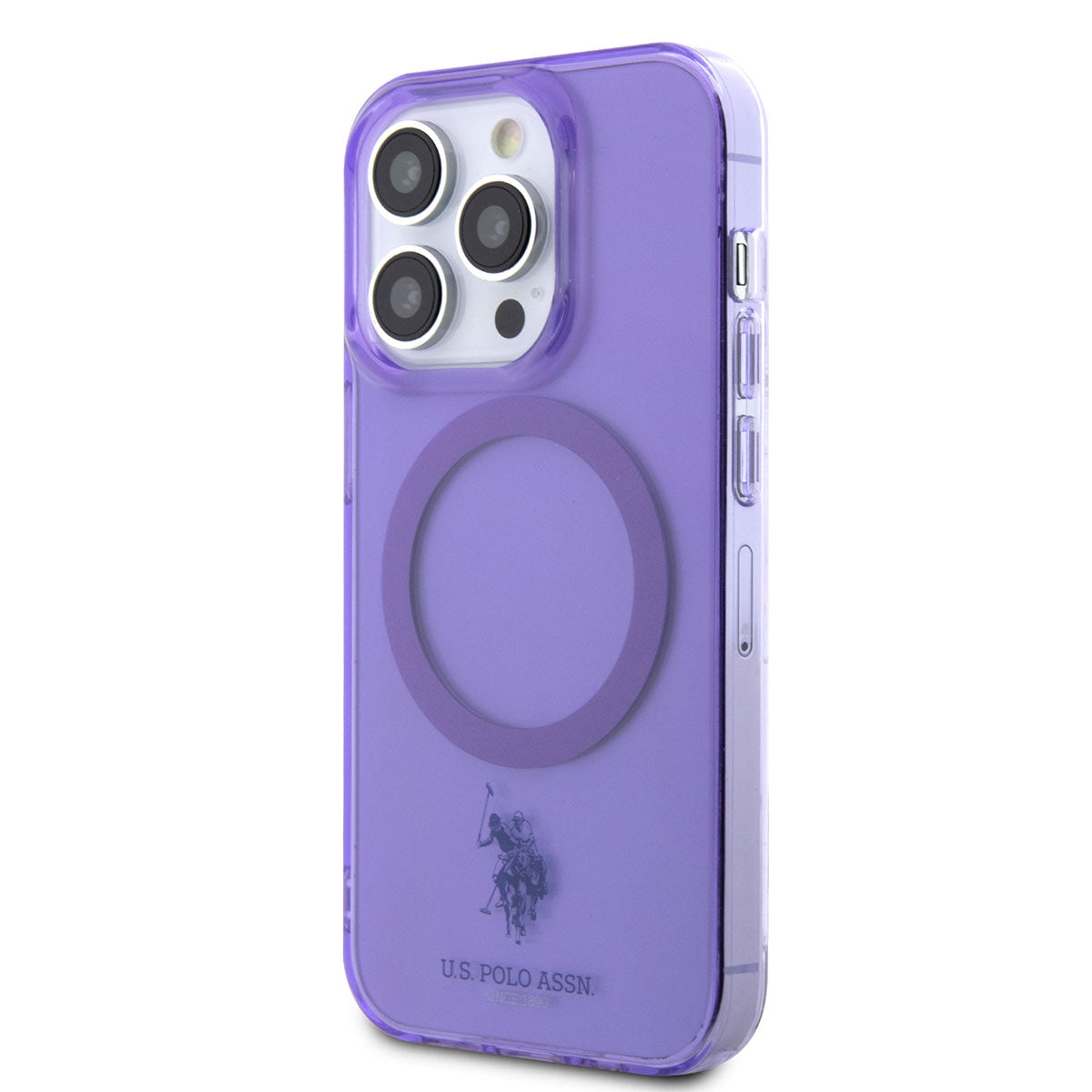 Apple iPhone 14 Pro Max Case US POLO ASSN. Transparent Design Cover with M-safe Charging Function Purple