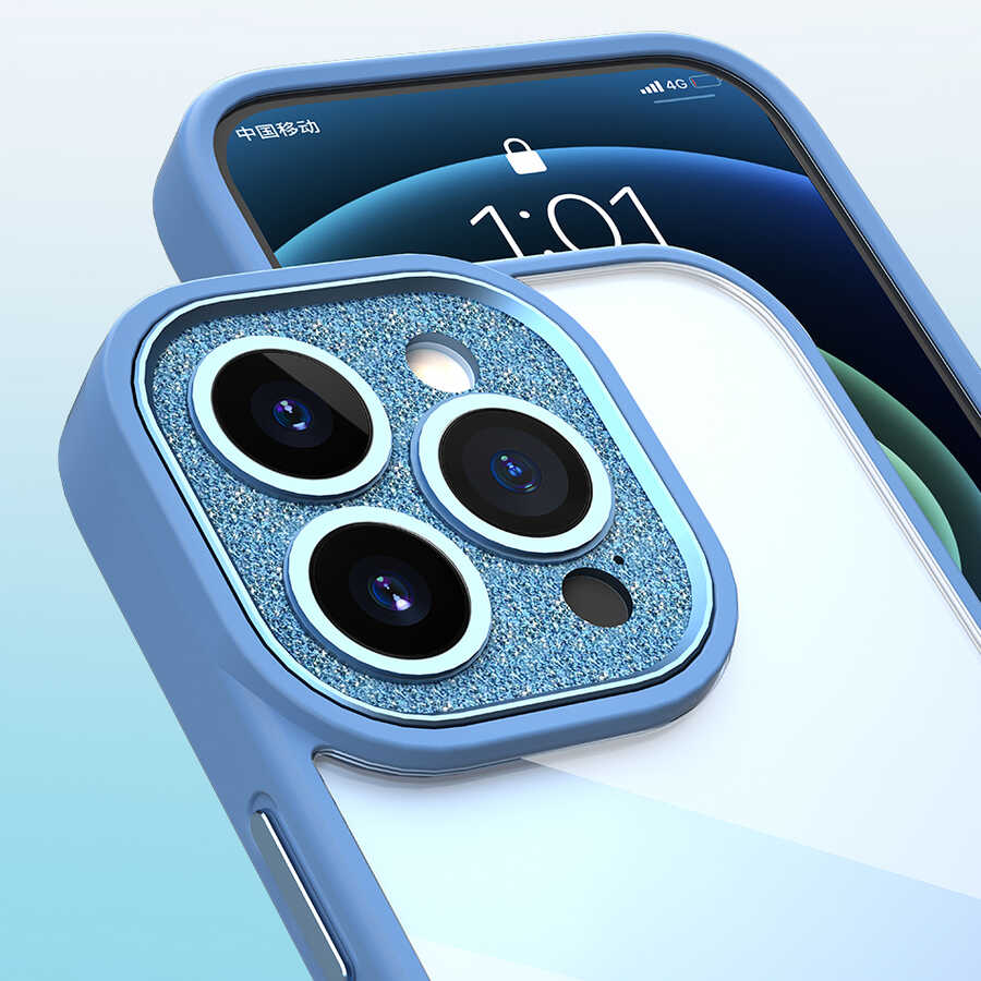 Apple iPhone 14 Pro Max Case Wiwu GCC-105 Lens Protection Colorful Edge Transparent Back Multicolor Cover Blue
