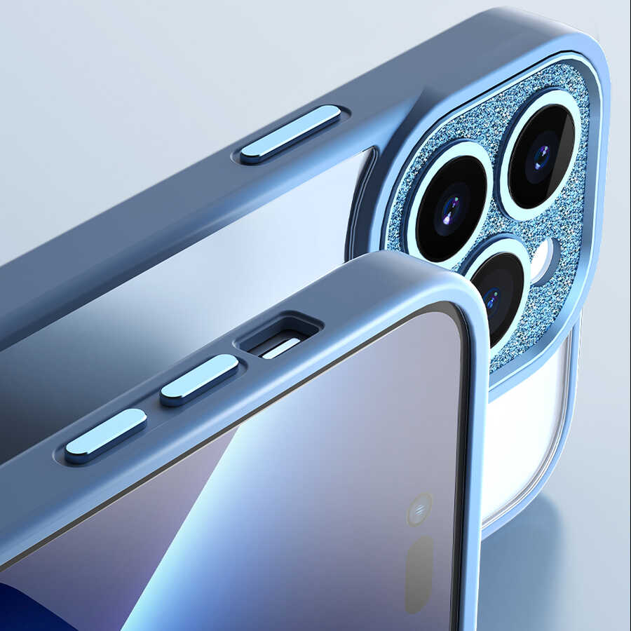 Apple iPhone 14 Pro Max Case Wiwu GCC-105 Lens Protection Colorful Edge Transparent Back Multicolor Cover Blue