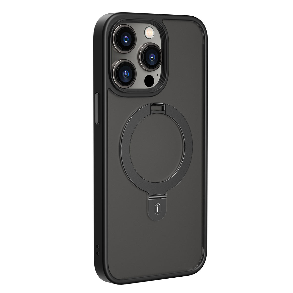 Apple iPhone 14 Pro Max Case Wiwu ZMM-010 M-safe Charging Feature Fingerprint-Proof Matte Transparent Stand Cover Black