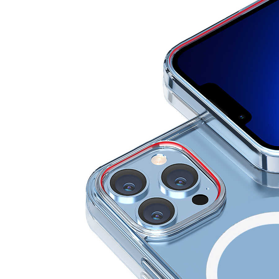 Apple iPhone 14 Pro Wiwu M-safe Charging Lens Protected Transparent Silicone Cover Blue