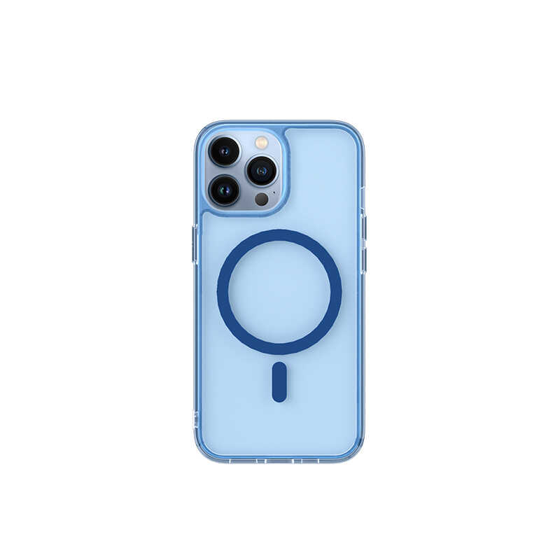 Apple iPhone 14 Pro Wiwu M-safe Charging Lens Protected Transparent Silicone Cover Blue