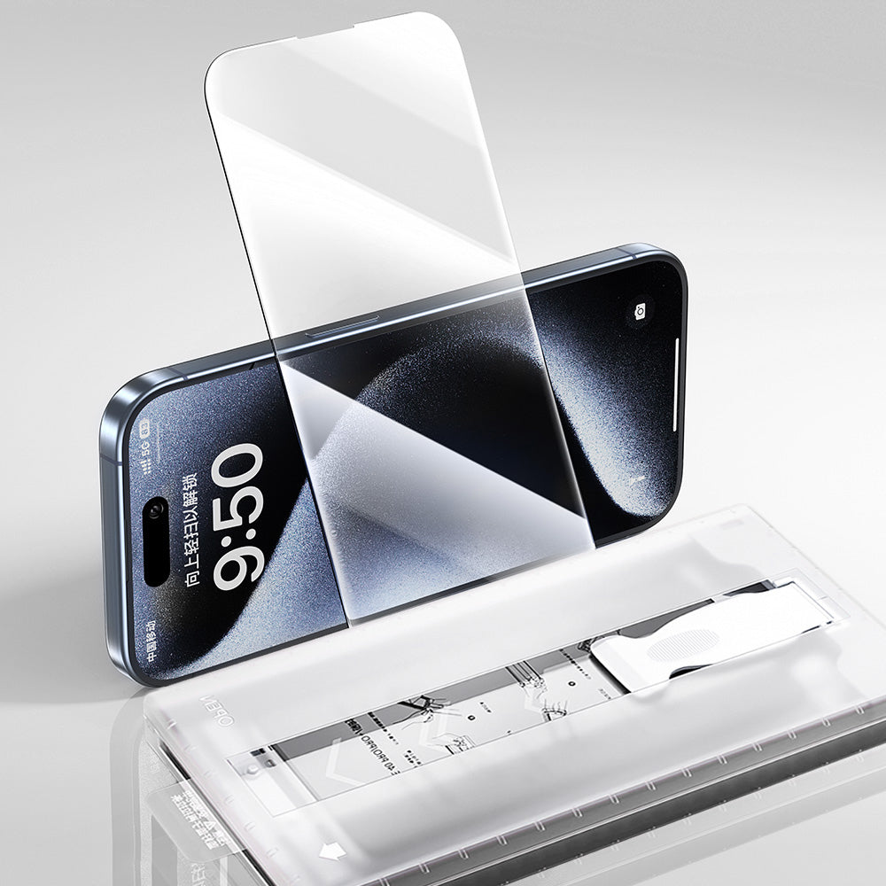 Apple iPhone 14 Zore 3D Oliv HD Tempered Glass Screen Protector + Easy Application Tool Transparent