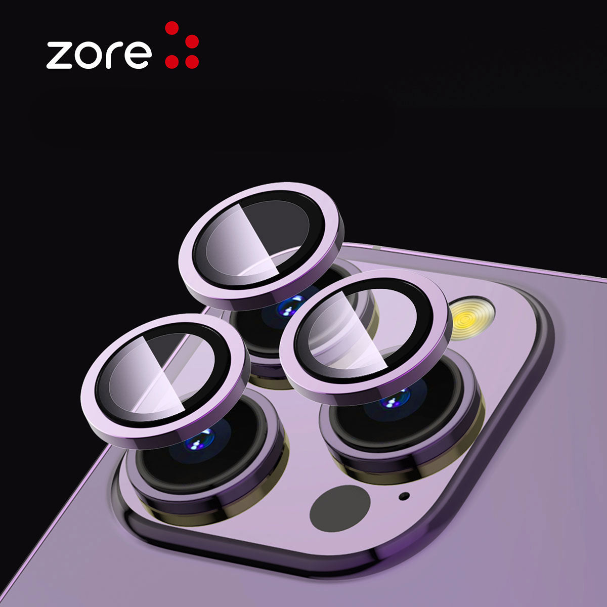 Apple iPhone 14 Zore CL-12 Premium Sapphire Anti-Fingerprint Anti-Reflective Camera Lens Protector Purple