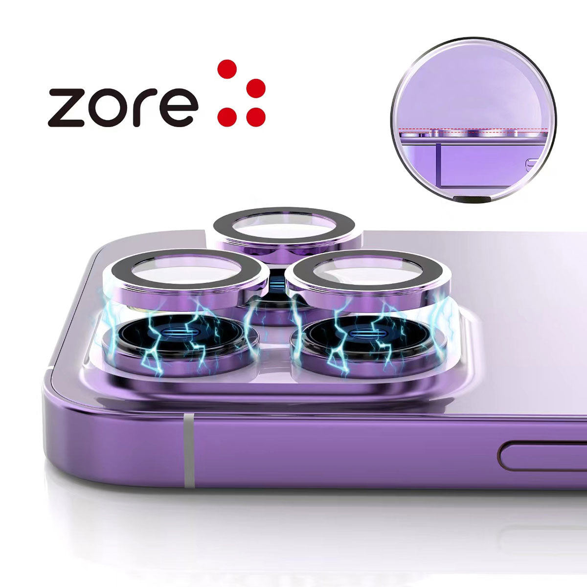 Apple iPhone 14 Zore CL-12 Premium Sapphire Anti-Fingerprint Anti-Reflective Camera Lens Protector Purple