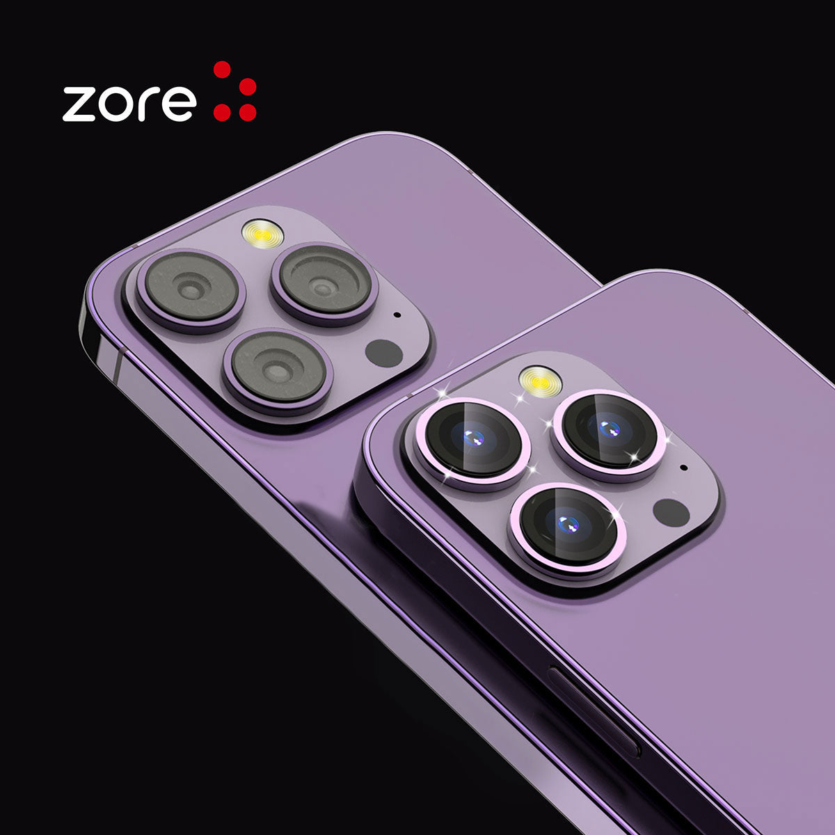 Apple iPhone 14 Zore CL-12 Premium Sapphire Anti-Fingerprint Anti-Reflective Camera Lens Protector Purple