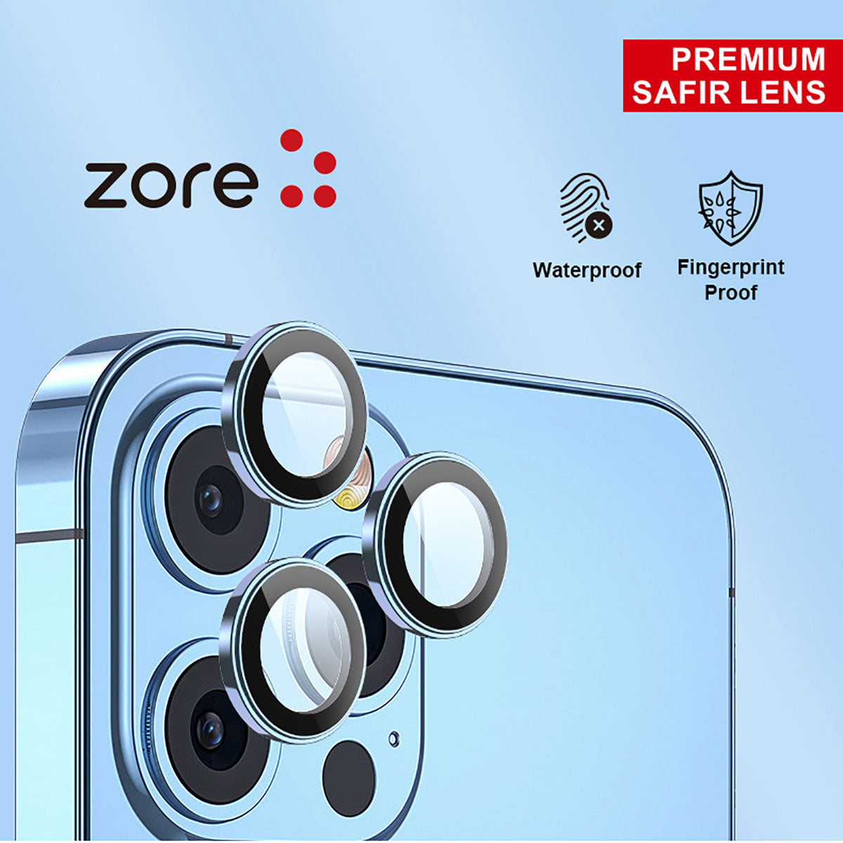Apple iPhone 14 Zore CL-12 Premium Sapphire Anti-Fingerprint Anti-Reflective Camera Lens Protector Purple