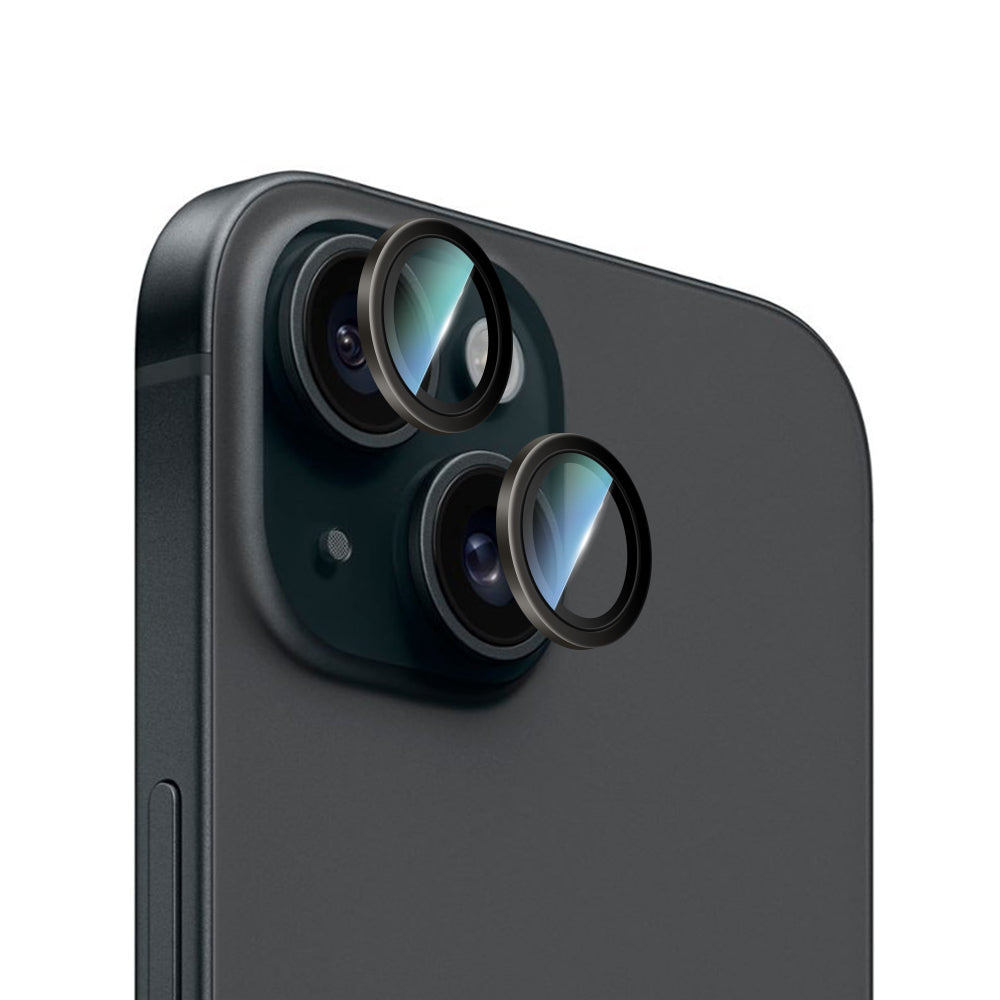 Apple iPhone 15 CaseWorld Alloy Serisi Oleofobik Anti Reflective Kamera Lens Koruyucu Siyah