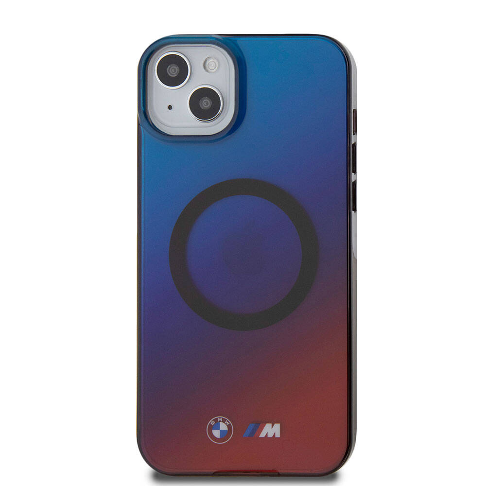 Apple iPhone 15 Case BMW M-safe Charging Feature Transparent Color Transition Design Original Licensed Cover Blue-Red