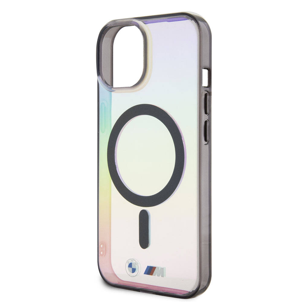 Apple iPhone 15 Kılıf BMW M-safe Şarj Özellikli Transparan Renk Geçişli Iridescent Orjinal Lisanslı Kapak Karışık