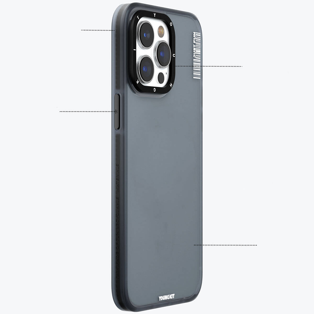 Apple iPhone 15 Case Frosted Matte Design Youngkit Colored Sand Series Cover Black