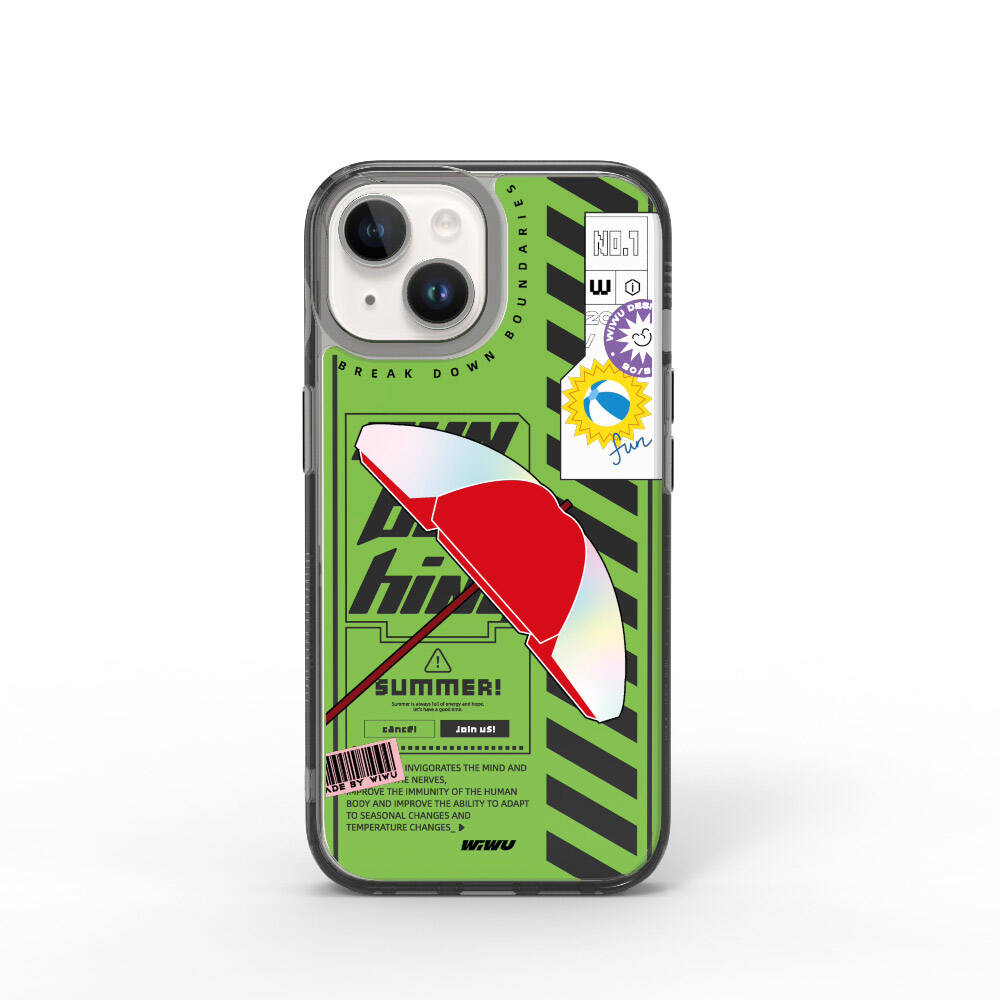 Apple iPhone 15 Case Double Layer Patterned Wiwu Summer Series Cover Green