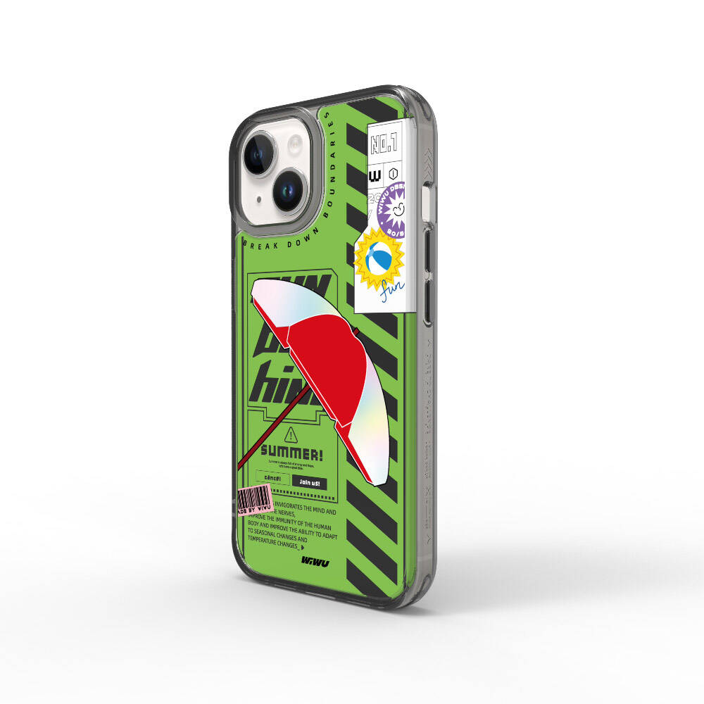 Apple iPhone 15 Case Double Layer Patterned Wiwu Summer Series Cover Green