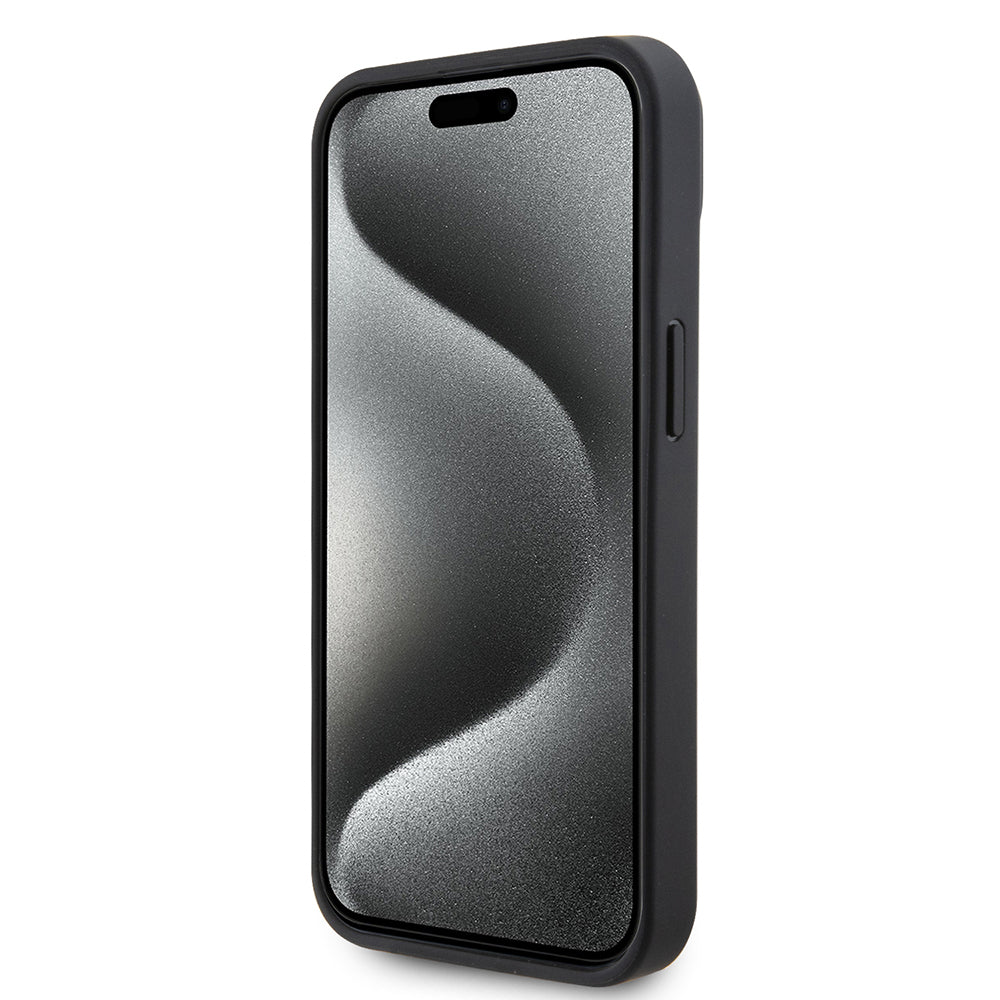 Apple iPhone 15 Kılıf Ferrari Orjinal Lisanslı Deri Dikişli Arka Yüzey Metal Logo Tasarımlı Kapak Kırmızı