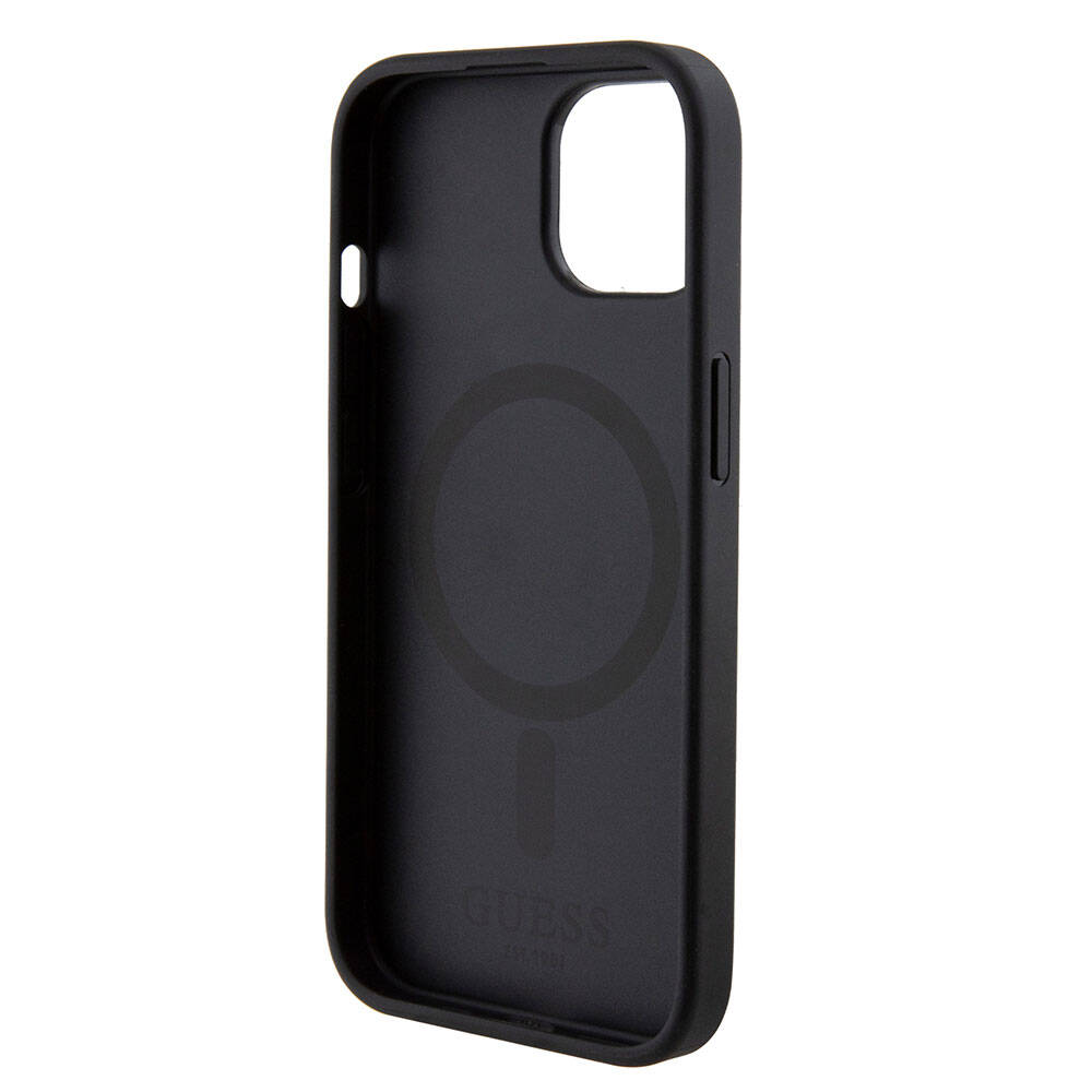 Apple iPhone 15 Case Guess Original Licensed M-safe Charging Feature Text Logo Saffiano Cover Purple