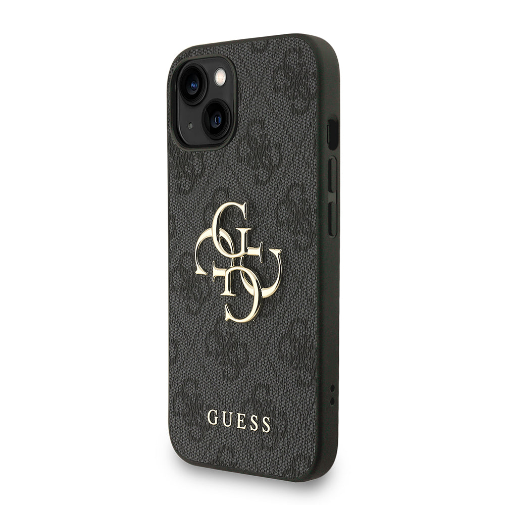 Apple iPhone 15 Kılıf Guess Orjinal Lisanslı PU Deri Bilek Askı İpli Metal Büyük 4G ve Yazı Logolu Kapak Pembe