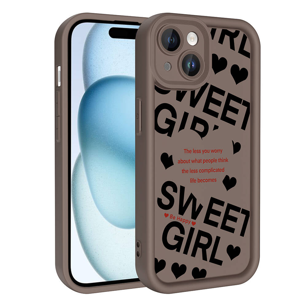 Apple iPhone 15 Case Camera Protection Printed Back Surface Zore Classy Cover White