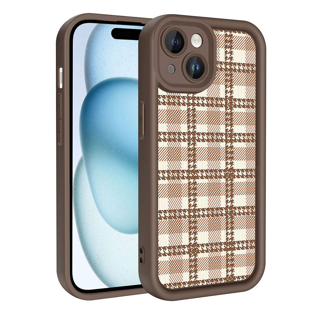Apple iPhone 15 Case Camera Protection Printed Back Surface Zore Classy Cover White