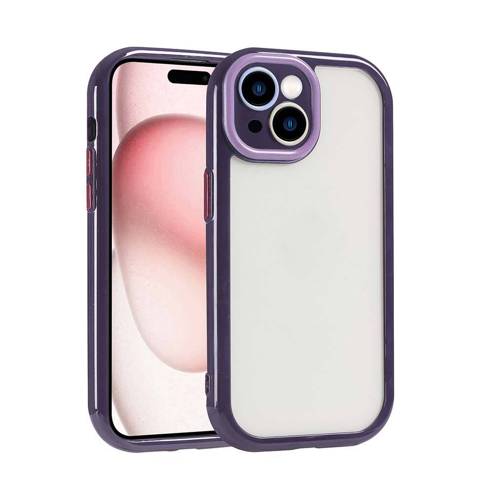 Apple iPhone 15 Case Camera Protection Colorful Edge and Frame Design Zore Vitamin Cover Deep Purple