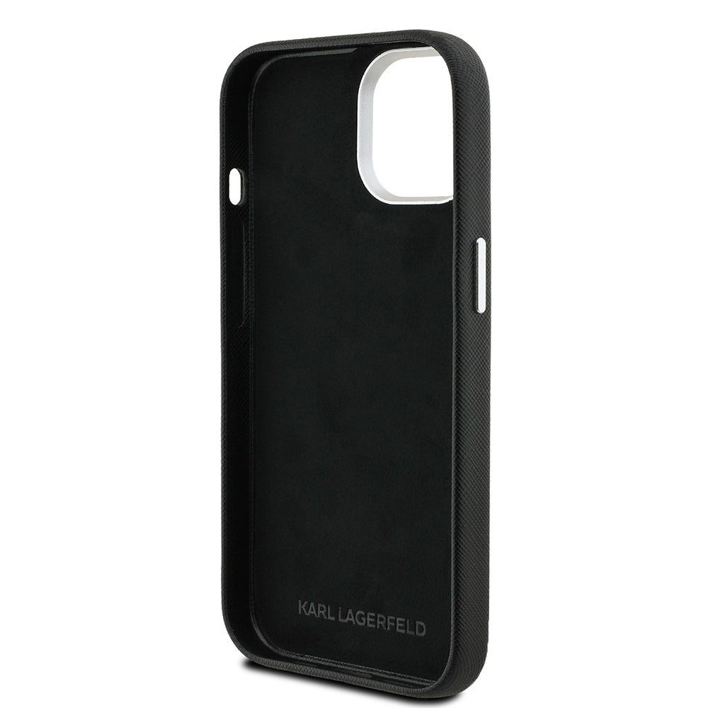 Apple iPhone 15 Case Karl Lagerfeld Original Licensed K&C Heads Pin Cover Black