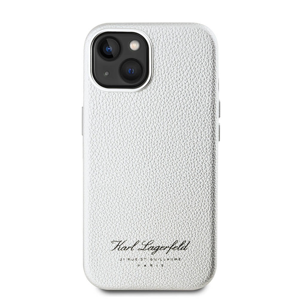 Apple iPhone 15 Case Karl Lagerfeld Original Licensed KL Written Hotel Cover Gray