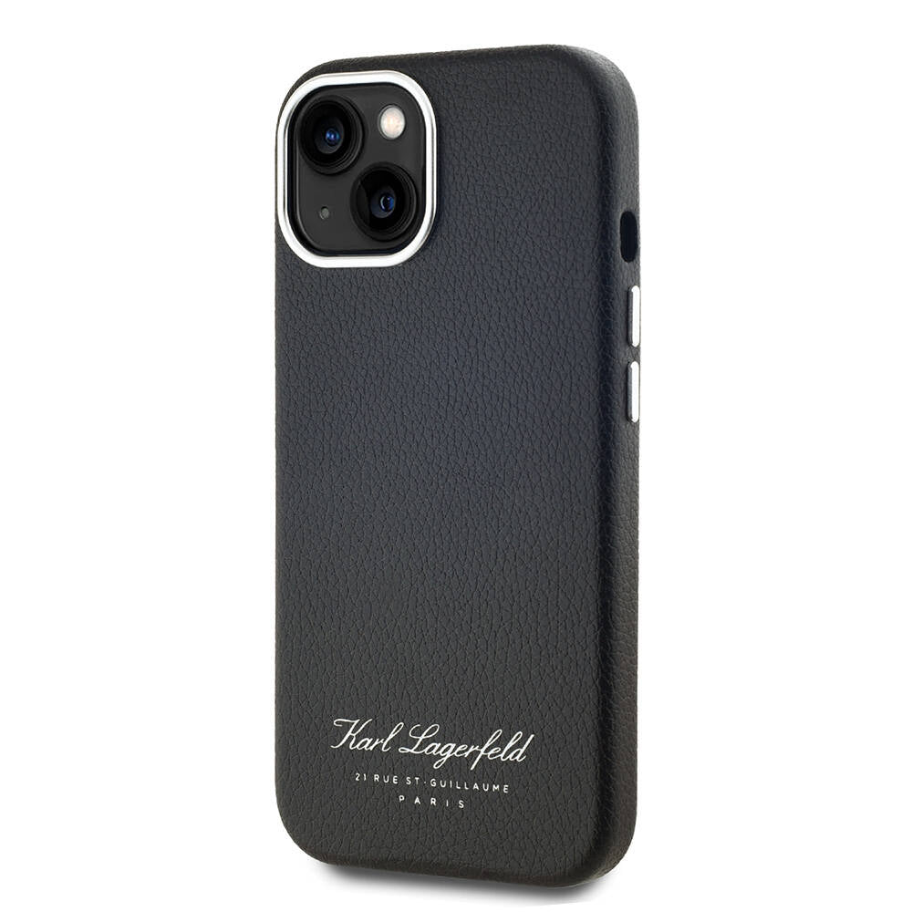 Apple iPhone 15 Case Karl Lagerfeld Original Licensed KL Written Hotel Cover Black