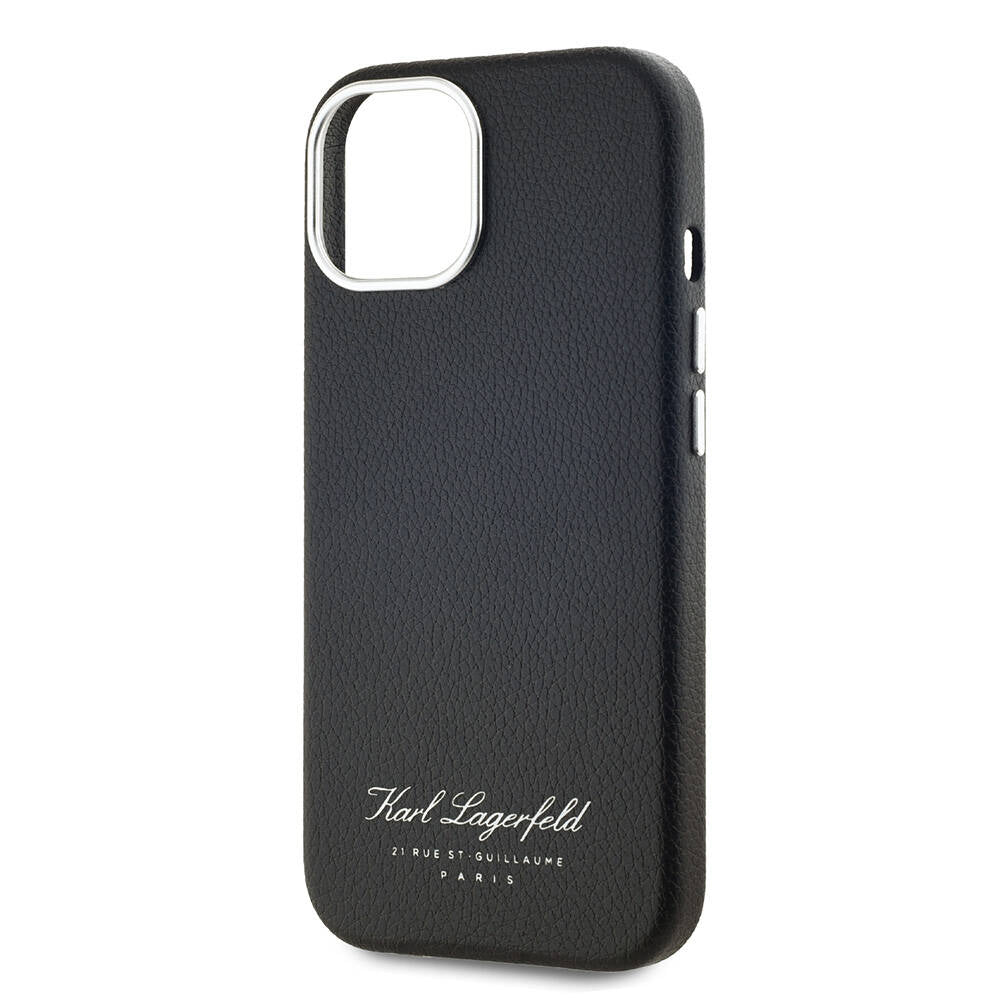 Apple iPhone 15 Case Karl Lagerfeld Original Licensed KL Written Hotel Cover Black