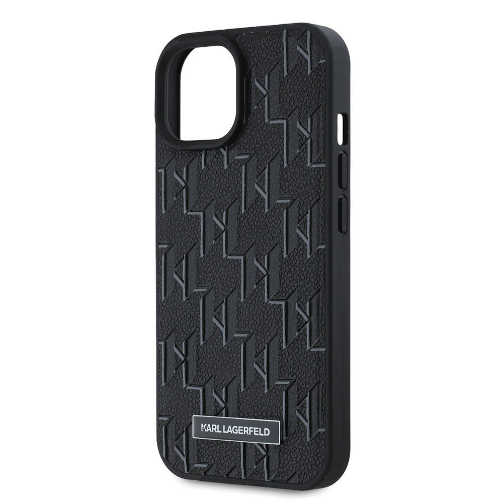 Apple iPhone 15 Case Karl Lagerfeld Original Licensed M-Safe Charging Feature KL Printed Hot Stamp Cover Cream