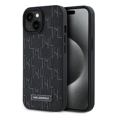 Apple iPhone 15 Kılıf Karl Lagerfeld Orjinal Lisanslı M-safe Şarj Özellikli KL Yazılı Hot Stamp Kapak