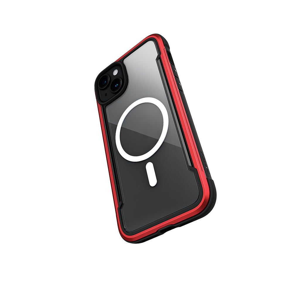 Apple iPhone 15 Case with M-Safe Charging Feature, Airbag, Raptic Shield Series Transparent Back Cover, Red