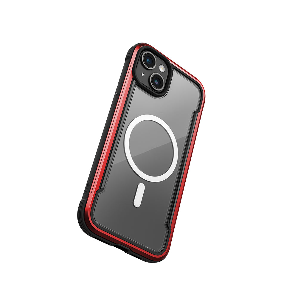 Apple iPhone 15 Case with M-Safe Charging Feature, Airbag, Raptic Shield Series Transparent Back Cover, Red