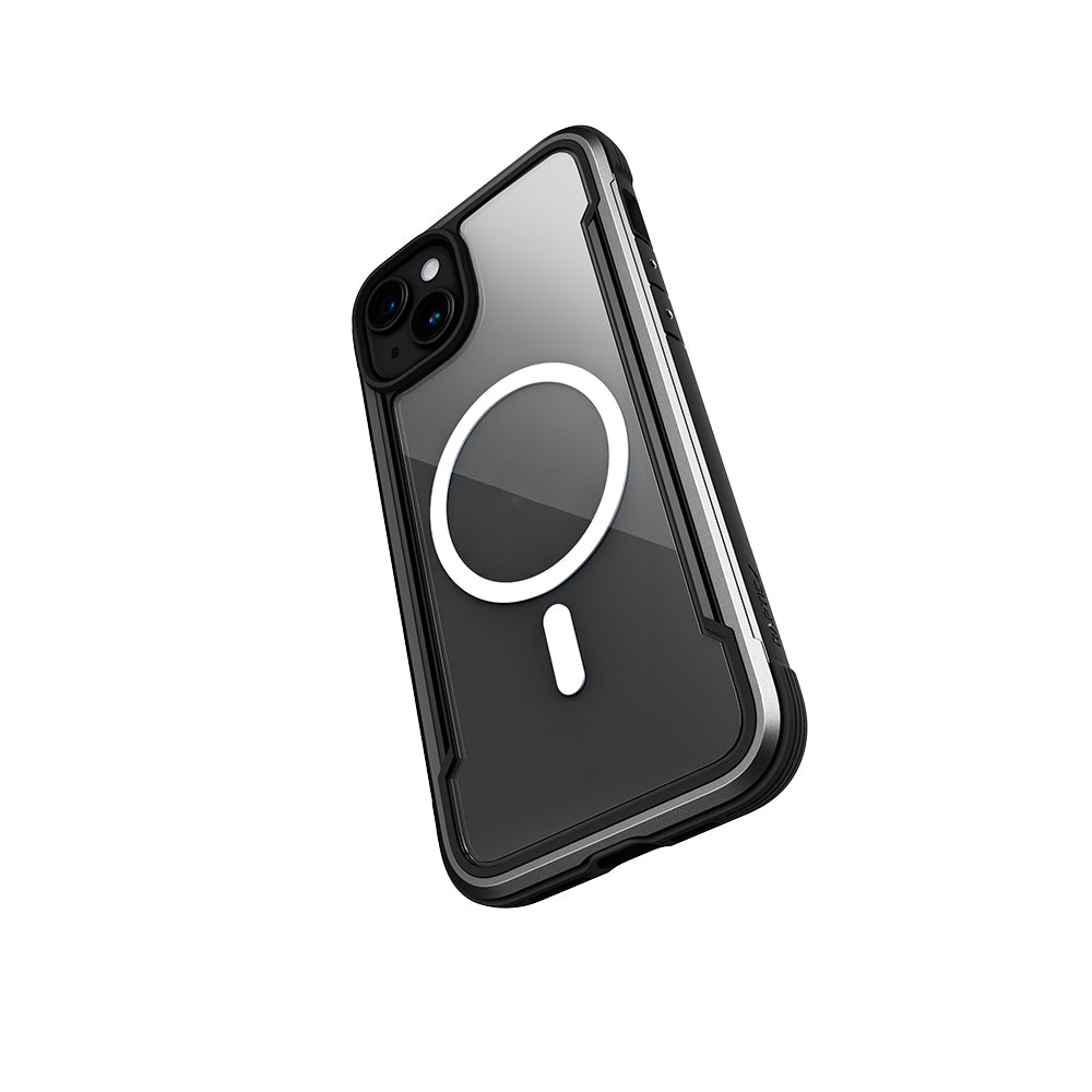 Apple iPhone 15 Case with M-Safe Charging and Airbag, Raptic Shield Series Transparent Back Cover, Black
