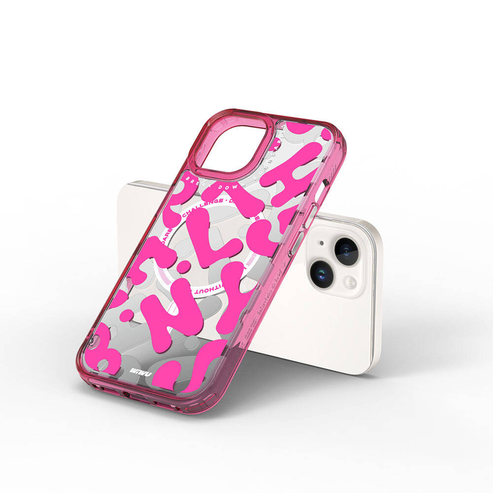 Apple iPhone 15 Case M-safe Charging Feature Paint Patterned Wiwu Fluorescent G Series Cover Orange