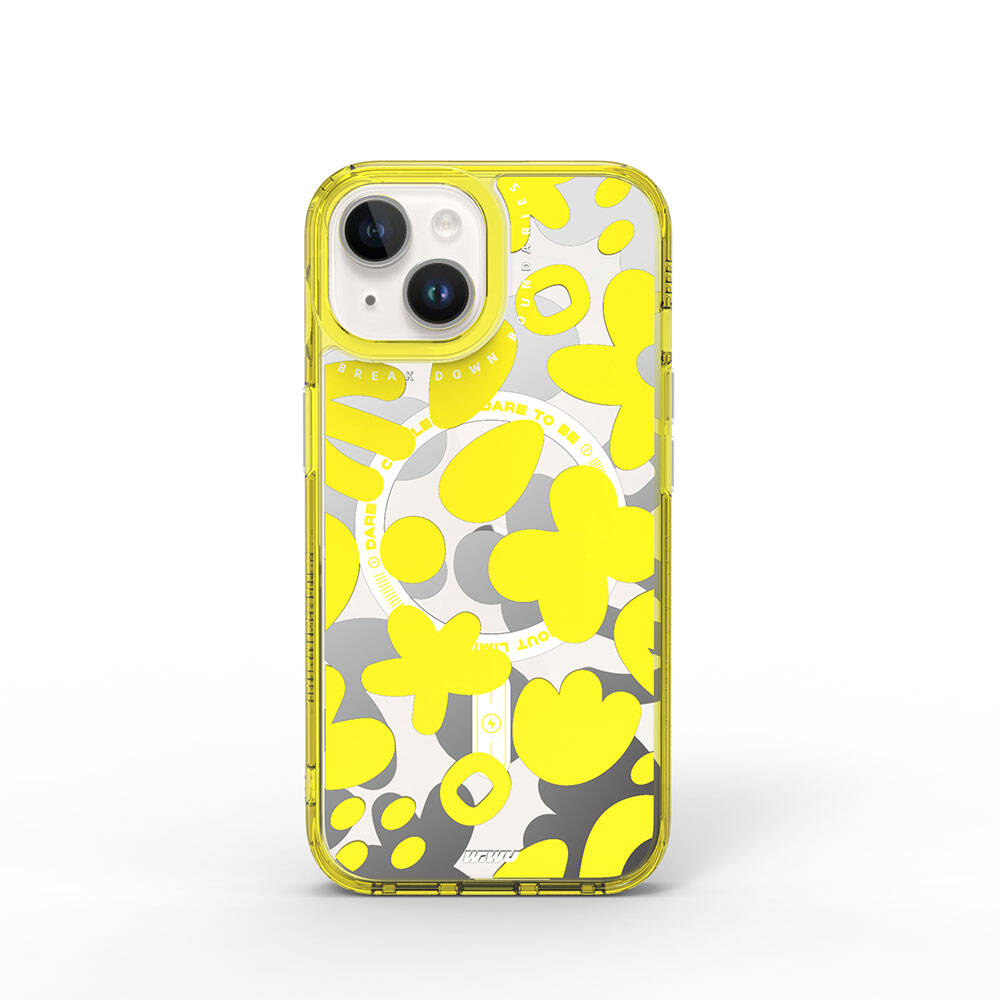 Apple iPhone 15 Case M-safe Charging Feature Paint Patterned Wiwu Fluorescent G Series Cover Orange