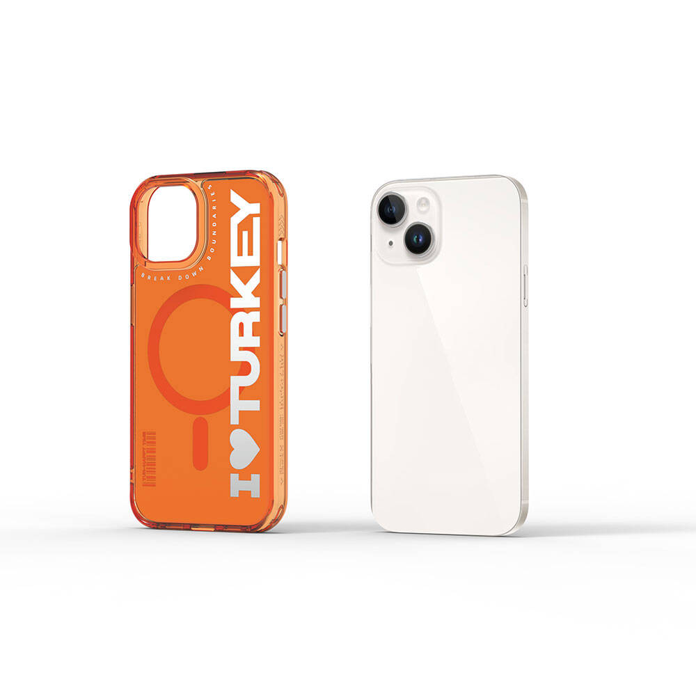 Apple iPhone 15 Case with M-Safe Charging Feature, I Love Turkey Text Pattern, Wiwu Turkey E Series Cover Green