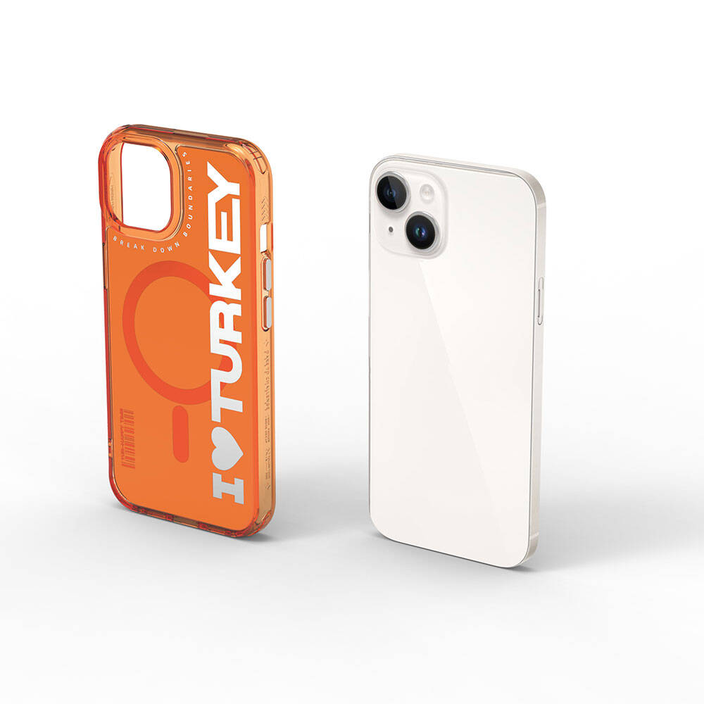 Apple iPhone 15 Case with M-Safe Charging Feature, I Love Turkey Text Pattern, Wiwu Turkey E Series Cover Green