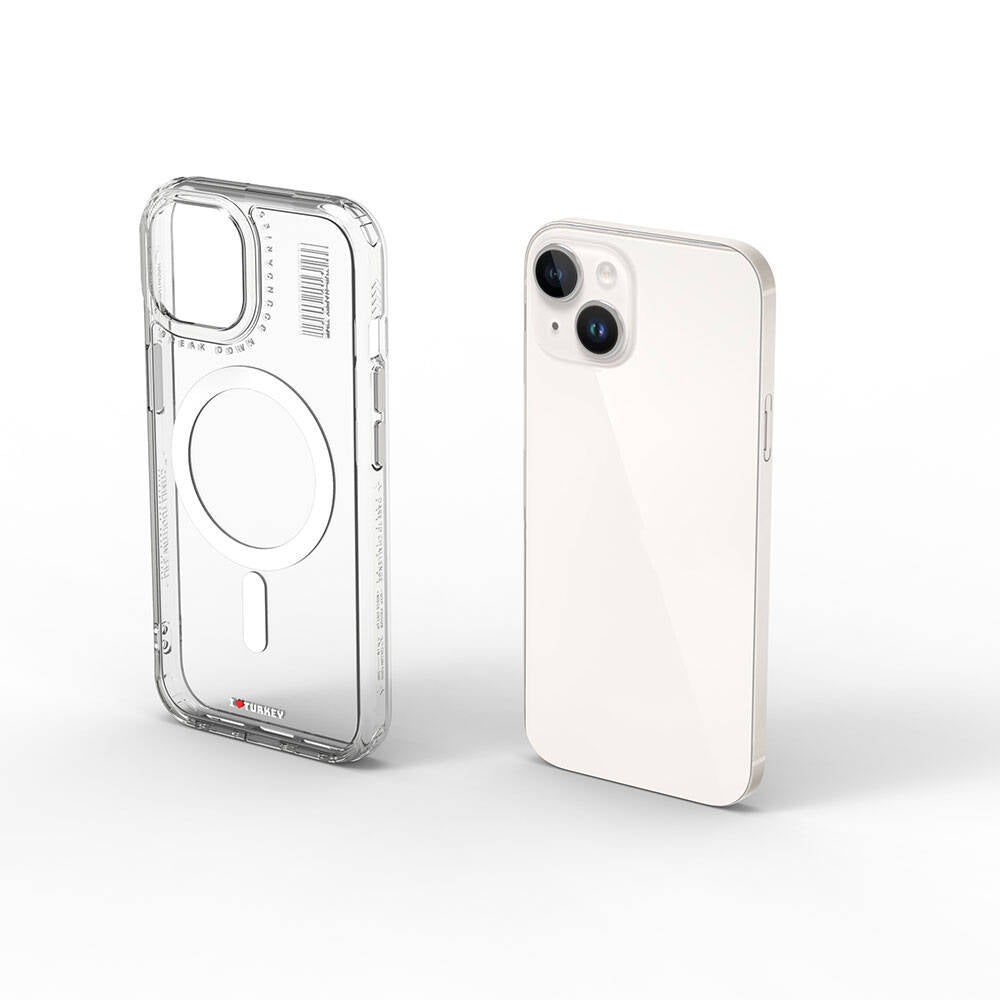 Apple iPhone 15 Case M-safe Charging Feature Transparent Clear Wiwu Turkey D Series Cover Colorless