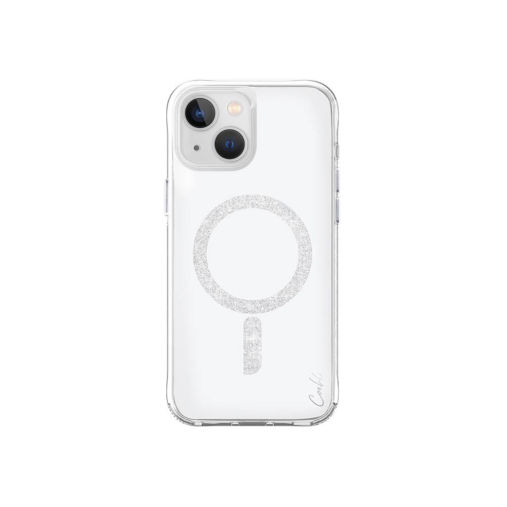 Apple iPhone 15 Case M-safe Charging Feature Glitter Magnetic Coehl Glace Cover Silver