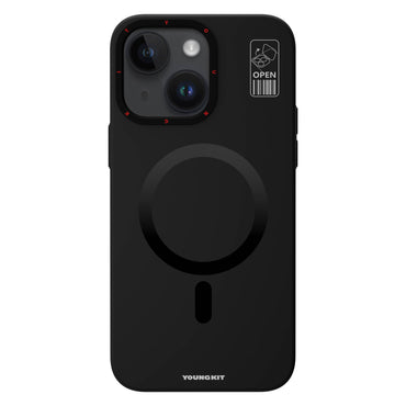 Apple iPhone 15 Kılıf M-safe Şarj Özellikli Standlı YoungKit Hermit Bracket Serisi Kapak Mavi