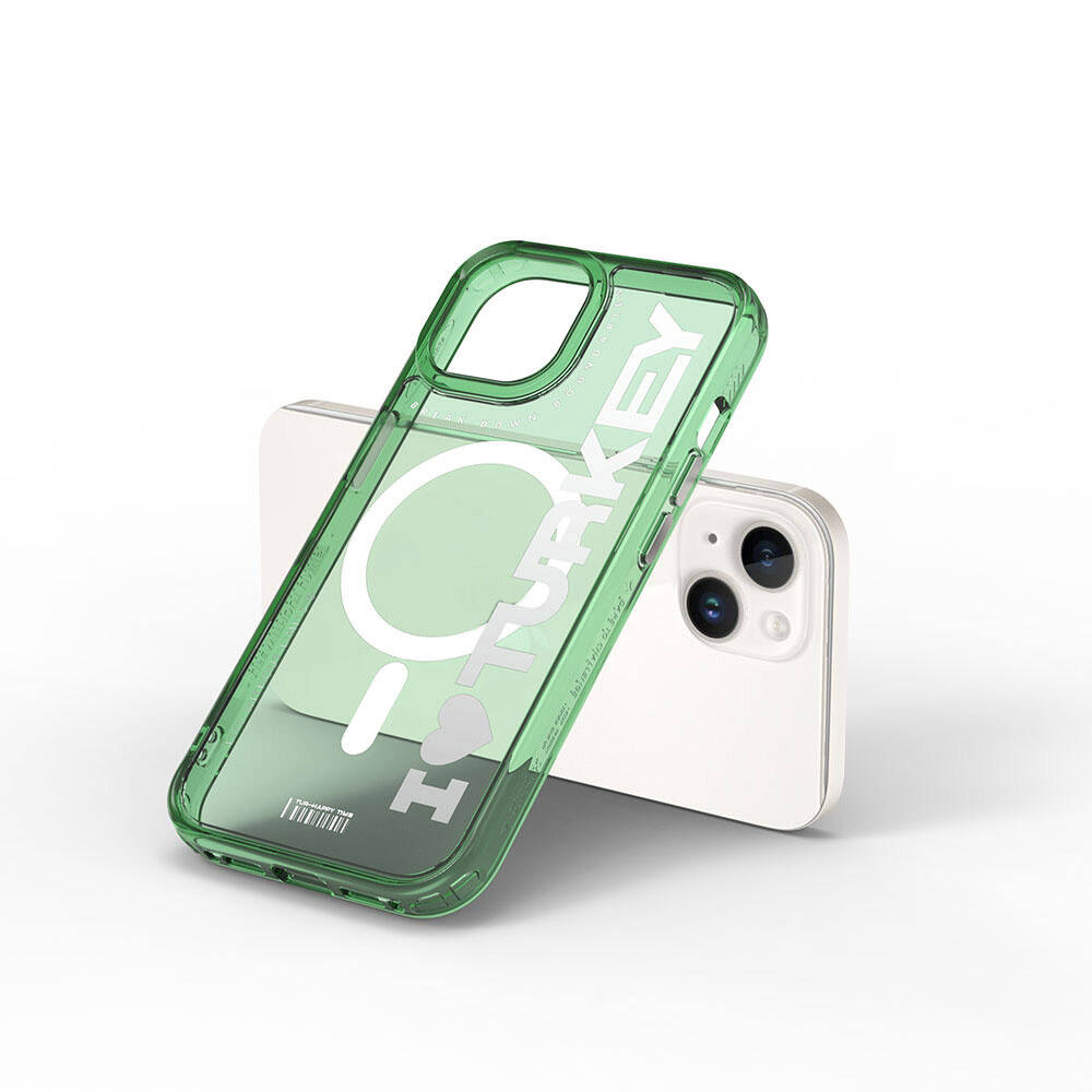 Apple iPhone 15 Case M-safe Charging Feature Transparent Color Transition Wiwu Turkey C Series Cover Orange