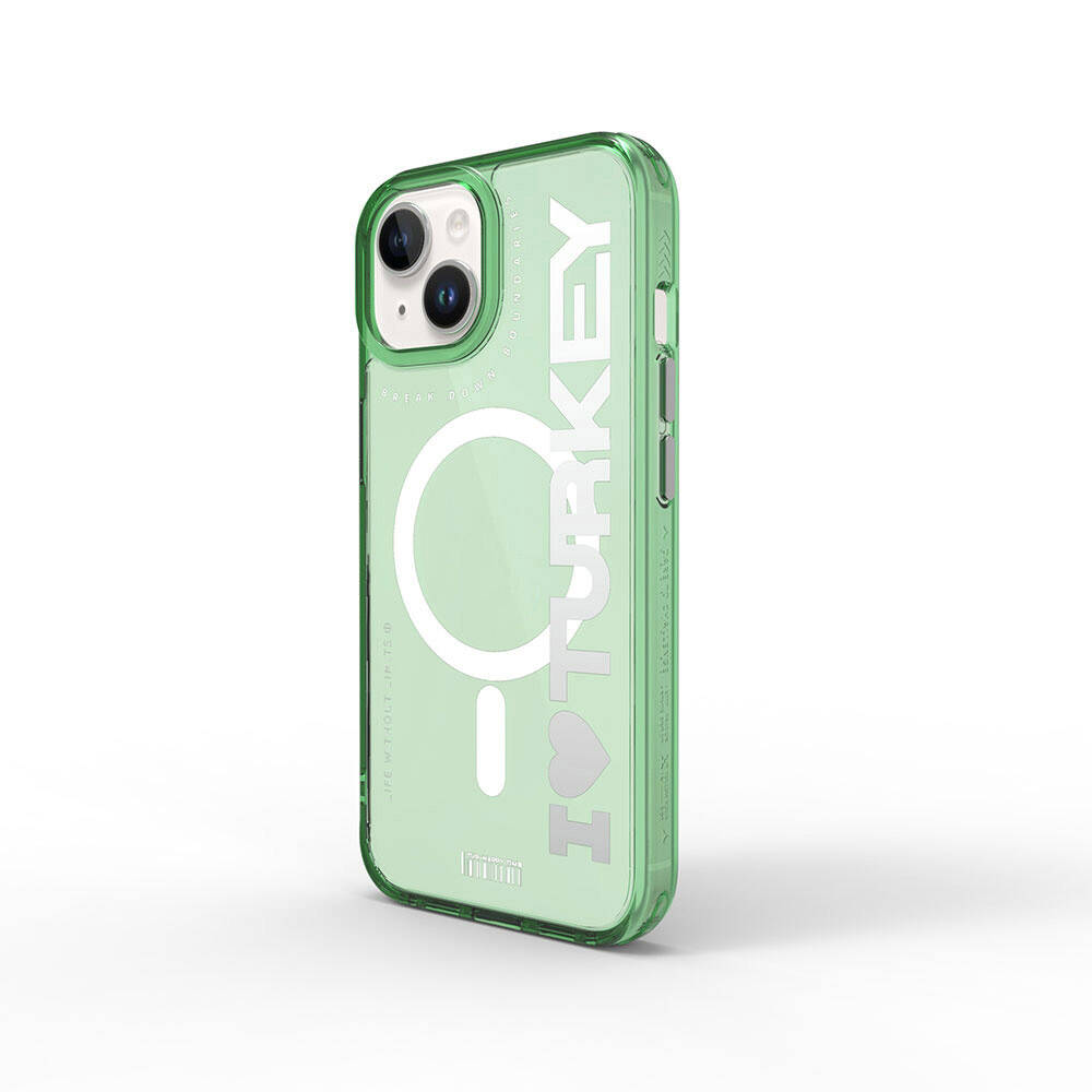Apple iPhone 15 Case M-safe Charging Feature Transparent Color Transition Wiwu Turkey C Series Cover Orange