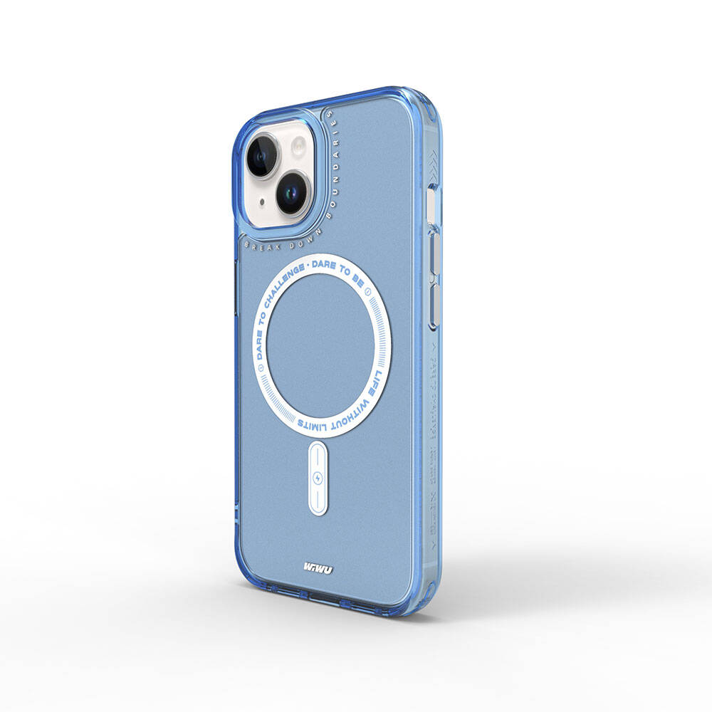 Apple iPhone 15 Case M-safe Charging Feature Wiwu Basic Color J Series Cover Blue
