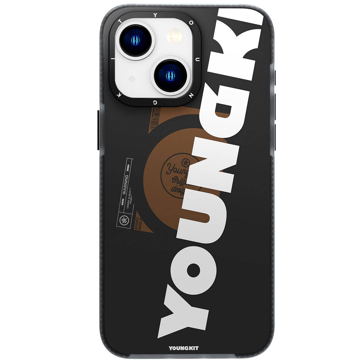 Apple iPhone 15 Case M-safe Charging Feature Youngkit Binfen Series Text Themed Cover Black