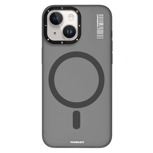 Apple iPhone 15 Kılıf M-safe Şarj Özellikli Youngkit Hidden Sand Serisi Kapak Gri