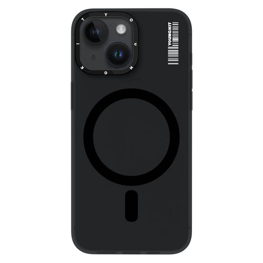 Apple iPhone 15 Kılıf M-safe Şarj Özellikli Youngkit Hidden Sand Serisi Kapak Siyah