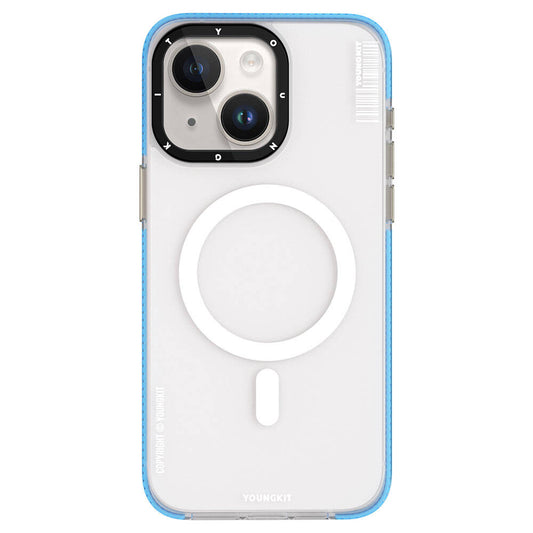 Apple iPhone 15 Kılıf M-safe Şarj Özellikli Youngkit Jiansha Serisi Kapak Mavi