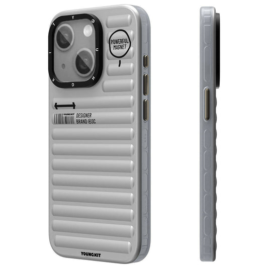 Apple iPhone 15 Kılıf Mat Renkli Tasarım YoungKit Original Serisi Kapak Gümüş