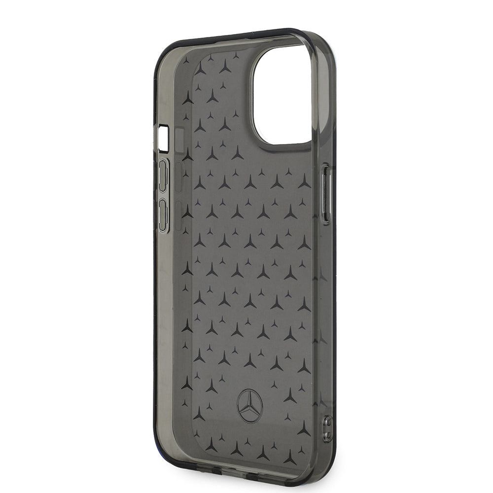 Apple iPhone 15 Case Mercedes Benz Double Layer Star Pattern Design Cover Black-Silver