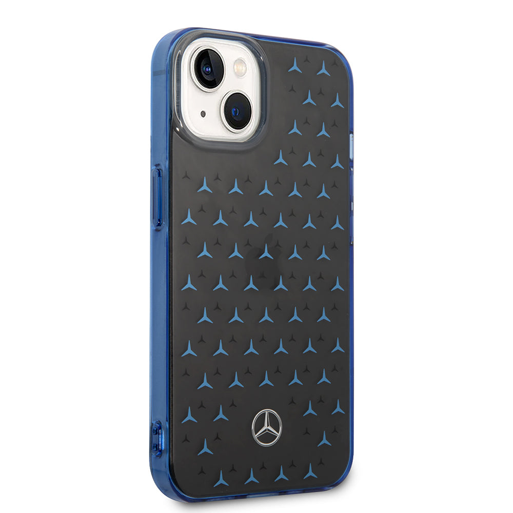 Apple iPhone 15 Kılıf Mercedes Benz Çift Katmanlı Yıldız Desenli Dizayn Kapak Siyah-Gümüş