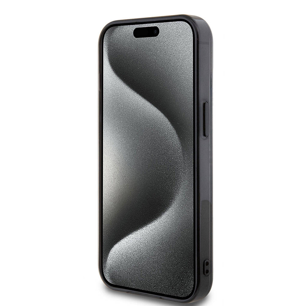 Apple iPhone 15 Case Mercedes Benz Original Licensed M-Safe Charging Feature Double Layer Mini Star Patterned Cover Black